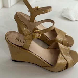 Prada patent leather wedge shoes
